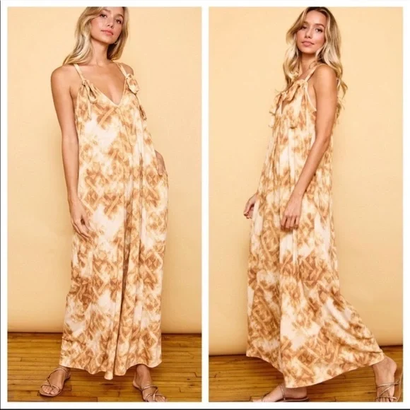 Tie Dye Boho Wide Leg Jumpsuit - Picture 2 of 5